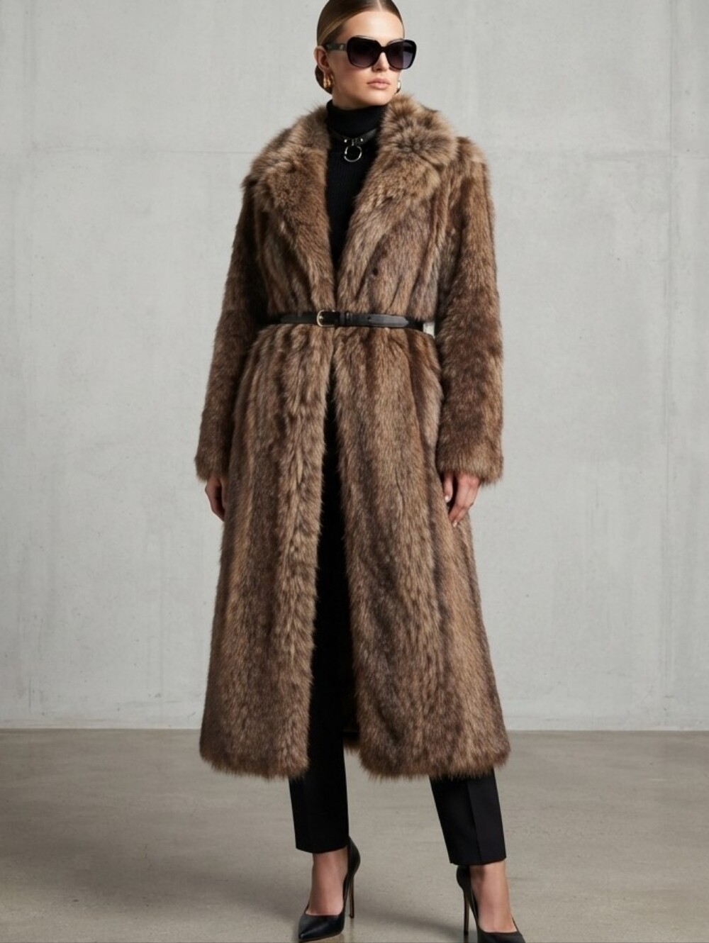 Vintage Dasco Long Fur Coat Brown Mob Wife Luxury Winter Outerwear Retro Stateme